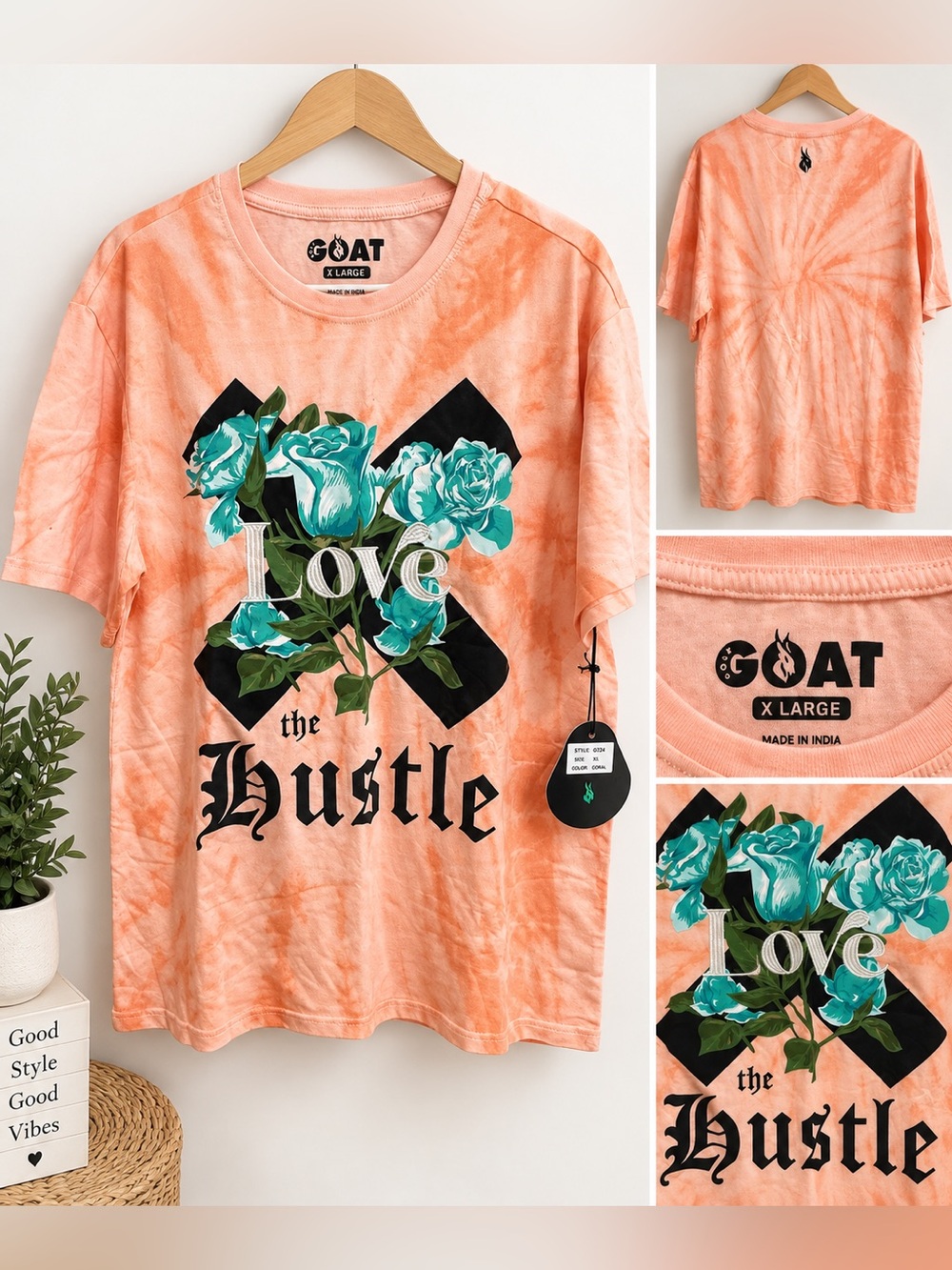 NWT GOAT Love The Hustle Tie Dye Graphic T-Shirt XL